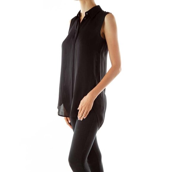 J.Crew Black Sleeveless Silk Shirt - Picture 2 of 3